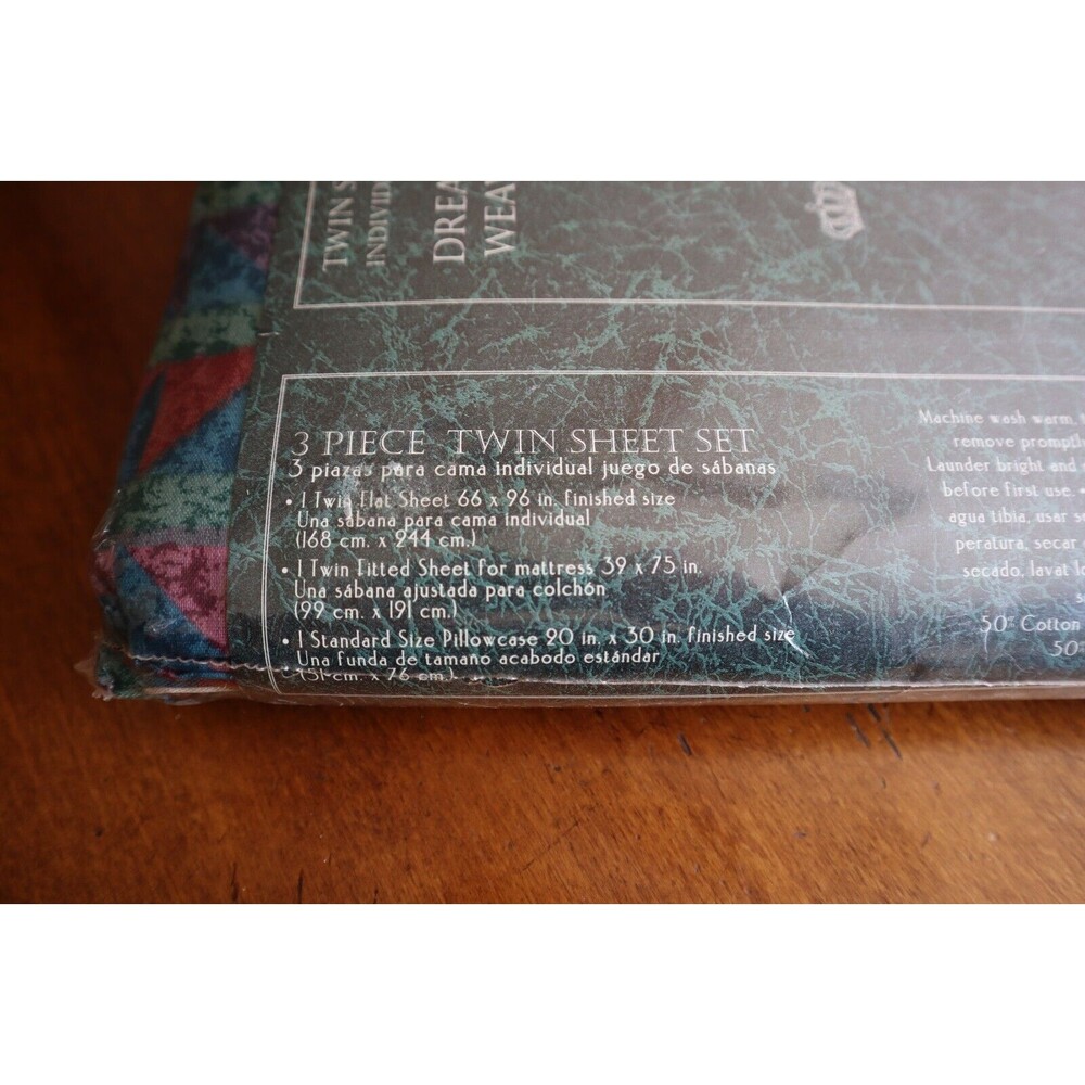 VTG Dream Weave Twin Sheet Set Cotton-Poly Quilt Looking Pattern Made In USA - Picture 5 of 11